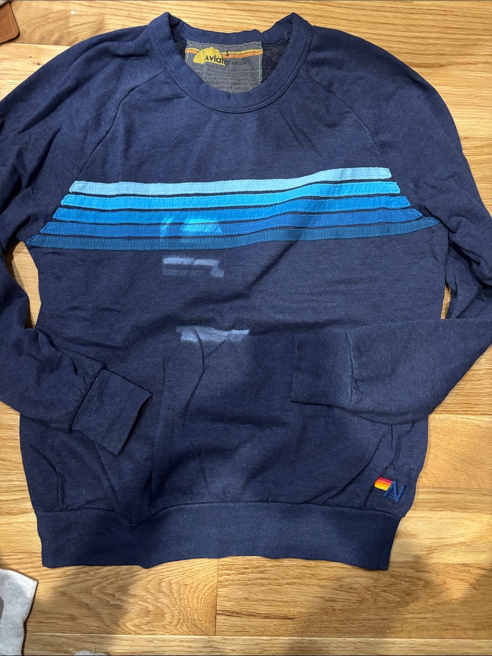 Aviator Nation Navy Sweatshirt with Blue Stripe Accent